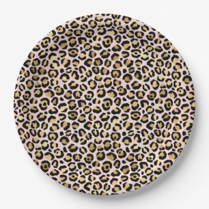 Blauer rosa Goldleoplatt   Pappteller