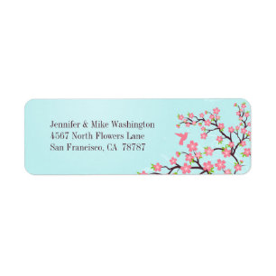 Blauer Rosa Kirschblüten Hochzeitstitel