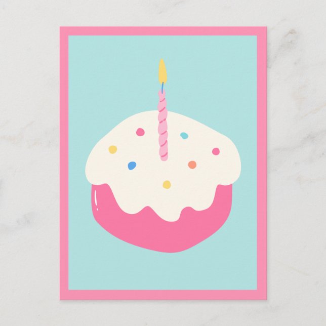 Blauer rosa Kuchen Postkarte (Vorderseite)