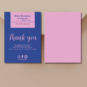 Blauer Rosa Minimalistische Kerzenmacherei Dankeskarte