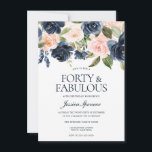 Blauer Rosa Navy Blush Pink Floral 40. Geburtstag  Einladung<br><div class="desc">Navy Blue Blush Pink Floral 40. Geburtstag Party Siehe Matching Sammlung in Nest und Nest Store Wir haben auch viele andere Einladungen und Sammlungen.</div>