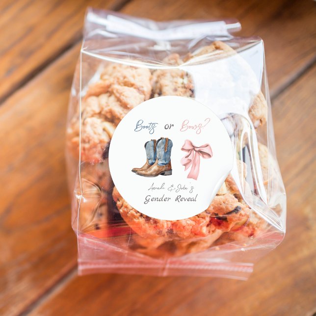 Blauer rosa Party für Stiefel oder Bows Runder Aufkleber (Von Creator hochgeladen)