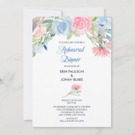 Blauer Rosa Probe Abendessen Einladung