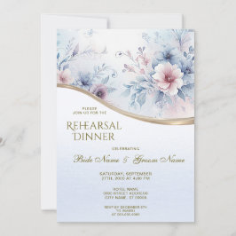 Blauer Rosa Probe Abendessen Einladung