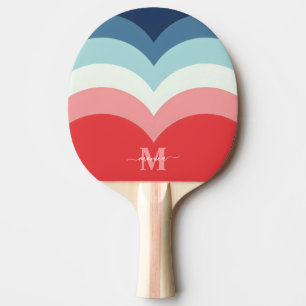 Blauer Rosa Regenbogen Kurven Streifen Monogramm N Tischtennis Schläger