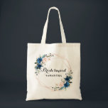 Blauer Rosa-Rose-Geschenk für die botanische Geome Tragetasche<br><div class="desc">Elegante und moderne romantische Aquarelltüte mit Blumengeschenk-Tote-Tasche mit einem Bouquet von Navy Blau,  Königblau,  rot-pink,  pfirsichfarbene Rose mit passendem Blattwerk. Ideal für einen Herbst / Hochzeitsmitte. Weitere passende Designs und Variationen finden Sie in meinem "Blitzweddingpaperie" Shop. Und zögern Sie nicht,  mich für weitere Anpassungen oder Matching-Produkte zu kontaktieren</div>
