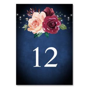 Blauer Rosa Rose Lights Wedding Tischnummer