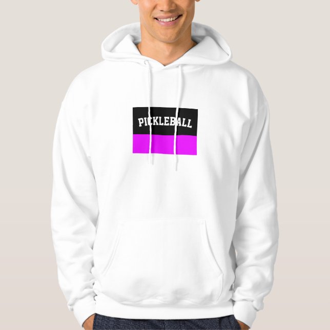 Blauer rosa Schwarzer Farbblock Pickleball Text Hoodie (Vorderseite)
