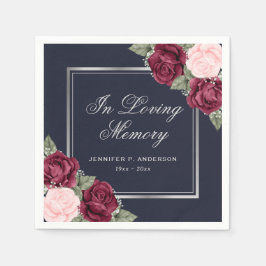 Blauer Rosa Silver Floral Beerdigung Memorial Serviette
