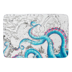 Blauer Rosa Tentacles Tinte Badematte