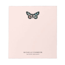 Blauer Rosa Wasserfarben-Schmetterling-Logo Notizblock