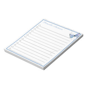 Blauer Rosa Wasserfarben Schmetterling Personalisi Notizblock