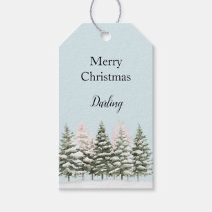Blauer Rosa Weihnachtsbäume Geschenkanhänger