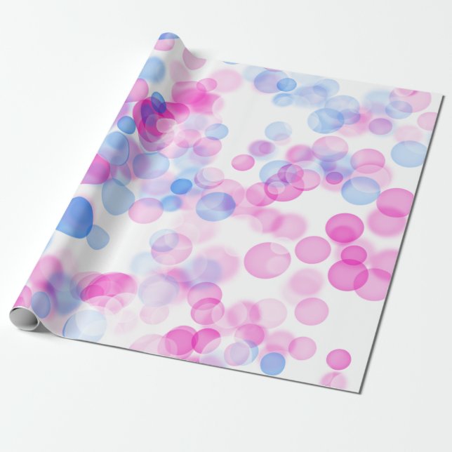 Blauer rosa weiße Bläschen Bokeh-Effekt Geschenkpapier (Ungerollt)