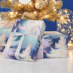 Blauer Rosa Weiße Goldbäume Moderne Weihnachten Geschenkpapier