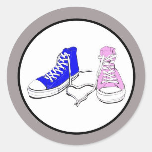 Blauer/rosafarbener Hochzeitsstich-Umschlag Aufkle Runder Aufkleber