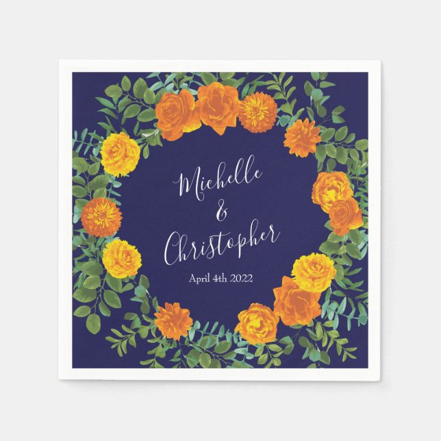 Blauer Rose Blumen Moderne Hochzeiten Serviette (Vorderseite)