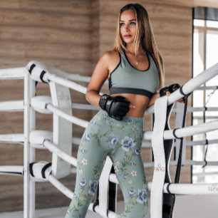 Blauer Rose Gemustert LEGGINGS