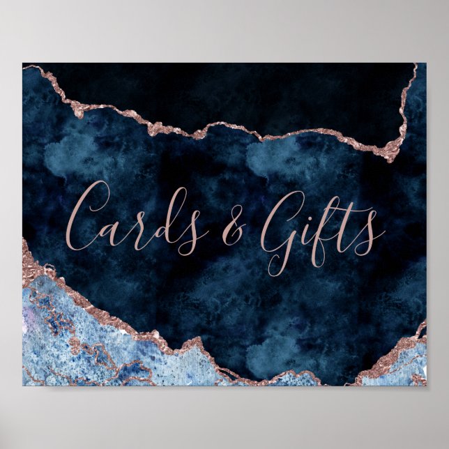 Blauer Rose Gold Cards und Geschenktafeln Poster (Vorne)