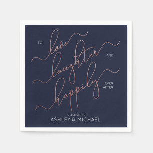 Blauer Rose Gold Engagement Party glücklich immer  Serviette