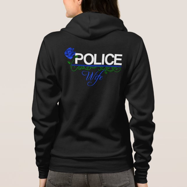 Blauer Rose POLIZEI-EHEFRAU Reißverschluss/mit Hoodie (Rückseite)