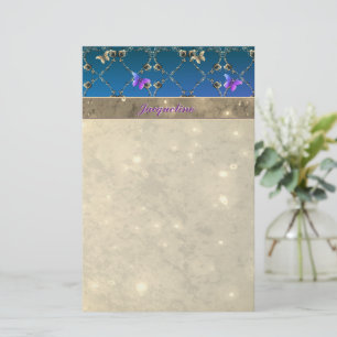 Blauer Rose Schmetterlinge mit Namen Stationery Briefpapier