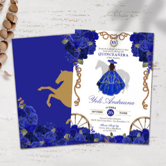 Blauer Rose Western Charro Quinceñera Einladung