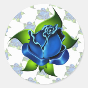 Blauer Rosen-Geschenk-Aufkleber Runder Aufkleber