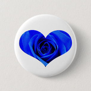 Blauer Rosen-Herz-Knopf Button