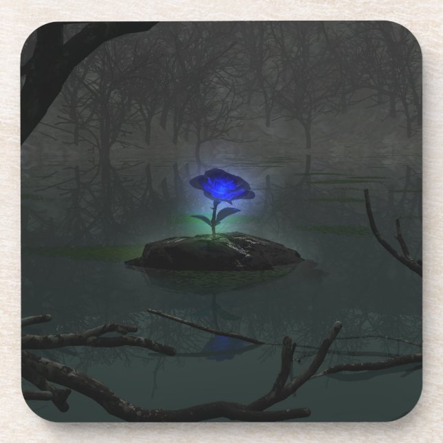 Blauer Rosen-Korken-Untersetzer Getränkeuntersetzer (Vorderseite)