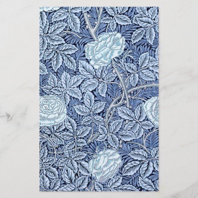 Blauer Rosentraum Briefpapier (Vorderseite)