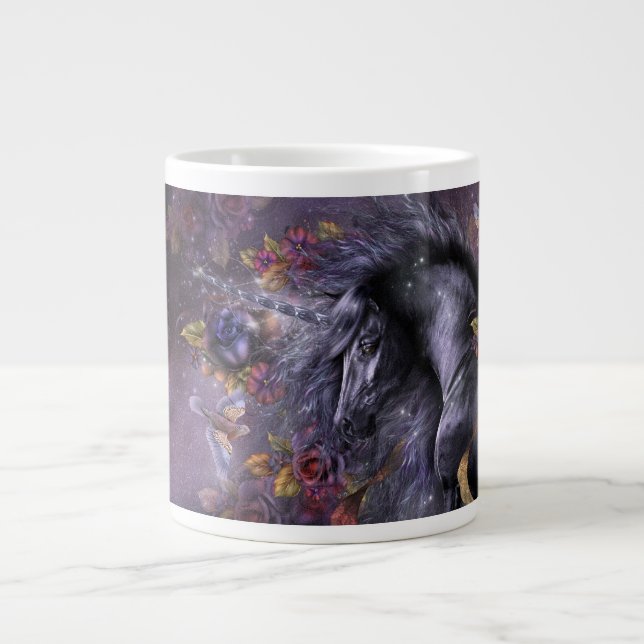 Blauer Roseunicorn-riesige Spezialitäten-Tasse Jumbo-Tasse (Vorderseite)