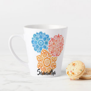 Blauer Rot-Orange-Mandalas Milchtasse