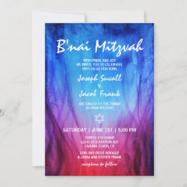 Blauer Roter Feuer| Star von David B'nai Mitzvah Einladung