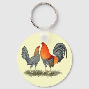 Blauer Roter Gamefowl Schlüsselanhänger