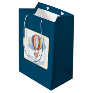 Blauer roter Heißluftballon Sterne Kinder Happy Bi Mittlere Geschenktüte