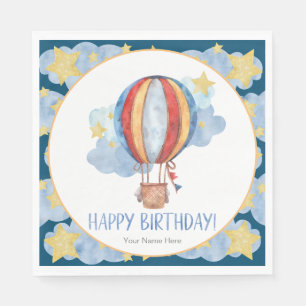 Blauer roter Heißluftballon Sterne Kinder Happy Bi Serviette