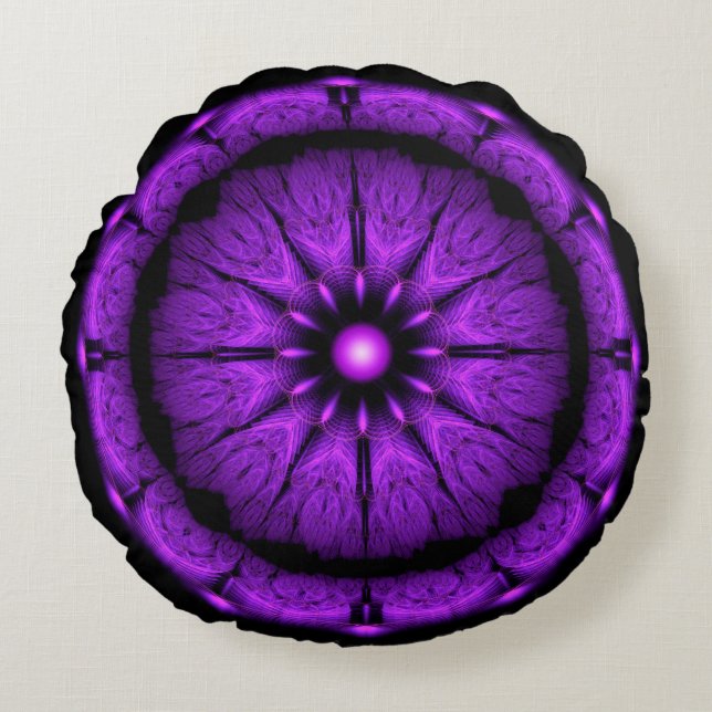 Blauer Rundschmuck Rundes Kissen (Vorderseite)