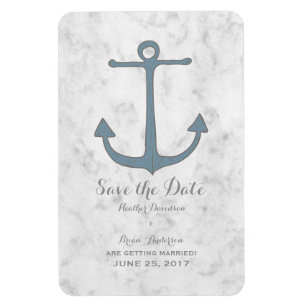 Blauer Rustikaler Anker Save the Date Magnet