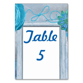 Blauer rustikaler Hochzeitsstil Tischnummer
