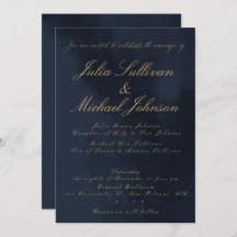 Blauer Samt Look Kalligrafie Einladung Hochzeit