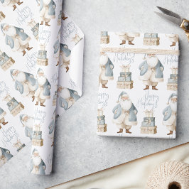 Blauer Santa Frohe Feiertage Weihnachten Geschenkpapier