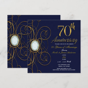 Blauer Saphir & Gold-Diamant 70 70. Jubiläum Einladung
