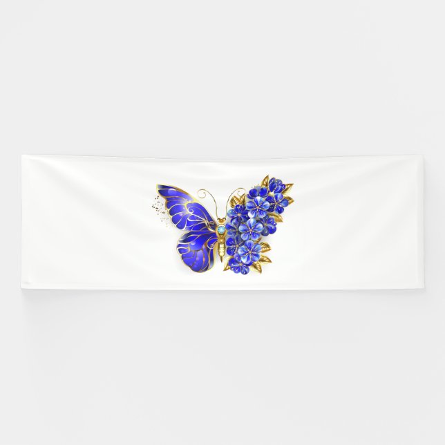 Blauer Saphir Schmetterling Banner (Horizontal)