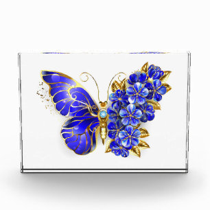Blauer Saphir Schmetterling Fotoblock