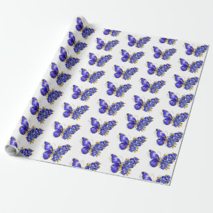 Blauer Saphir Schmetterling Geschenkpapier