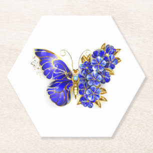 Blauer Saphir Schmetterling Untersetzer