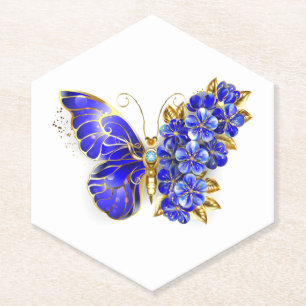 Blauer Saphir Schmetterling Untersetzer