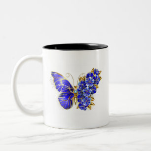 Blauer Saphir Schmetterling Zweifarbige Tasse
