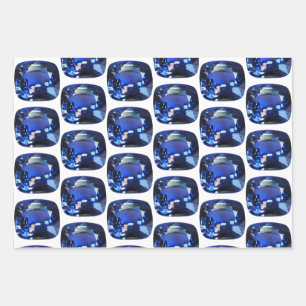 Blauer Saphir Wrapping Papier Kissen Edelstein